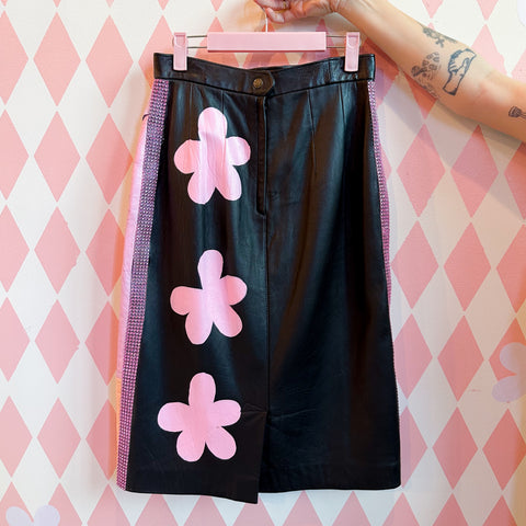 midi leather sparkle skirt