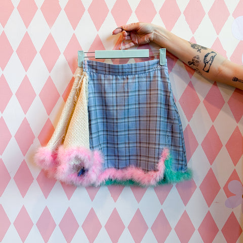 plaid and feather skirt
