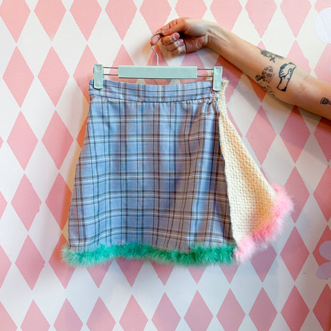 plaid and feather skirt