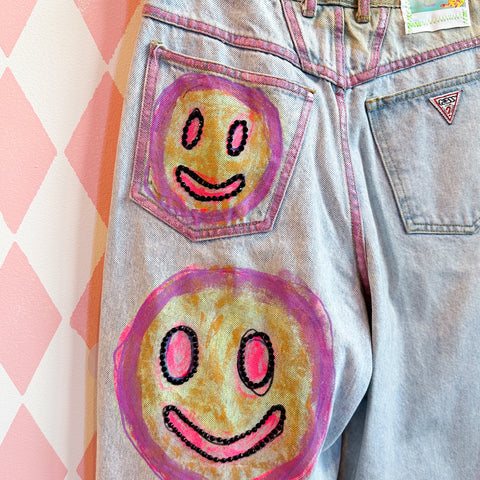 happy smiley sparkle jeans